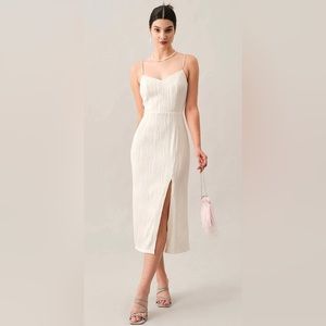 NWT The Wave Textured Pearl Strap Midi Dress